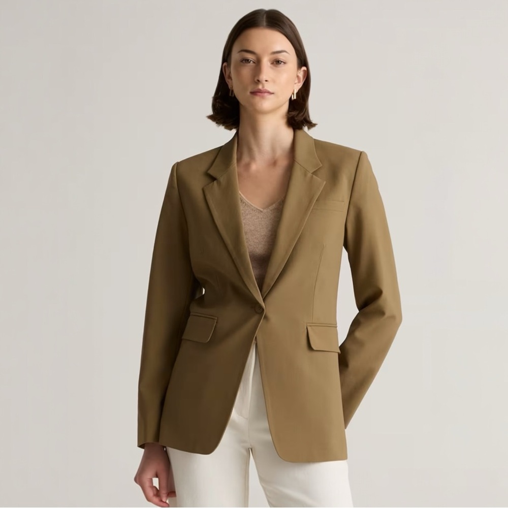 Quince Tan Camel Italian Wool long blazer medium 3D wool
